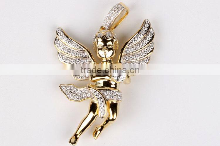 Hot sales hip hop 925 sterling silver angel chain pendant necklace jewellery