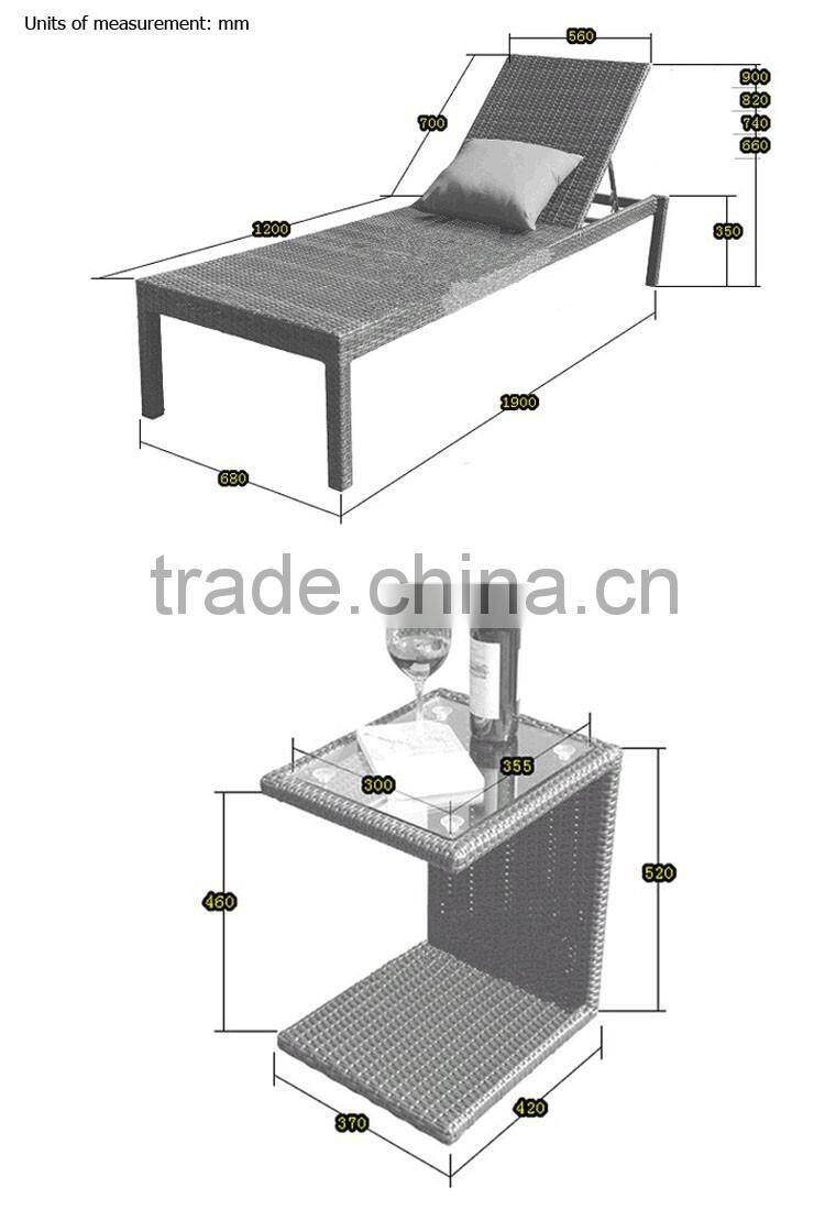 Patio Wicker Furniture Beach Sunbeds Lounge Rattan Sun Patio Pool Chaise Lounge Chair