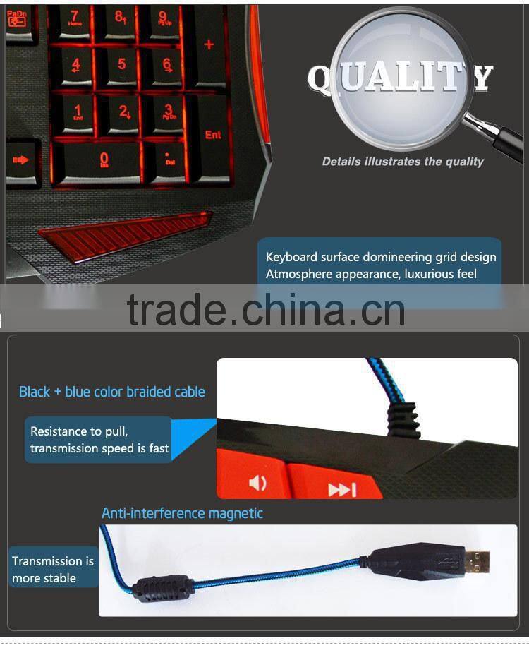 Wired 3 color Gaming Keyboard led/Backlight USB Professional Gaming Keyboard