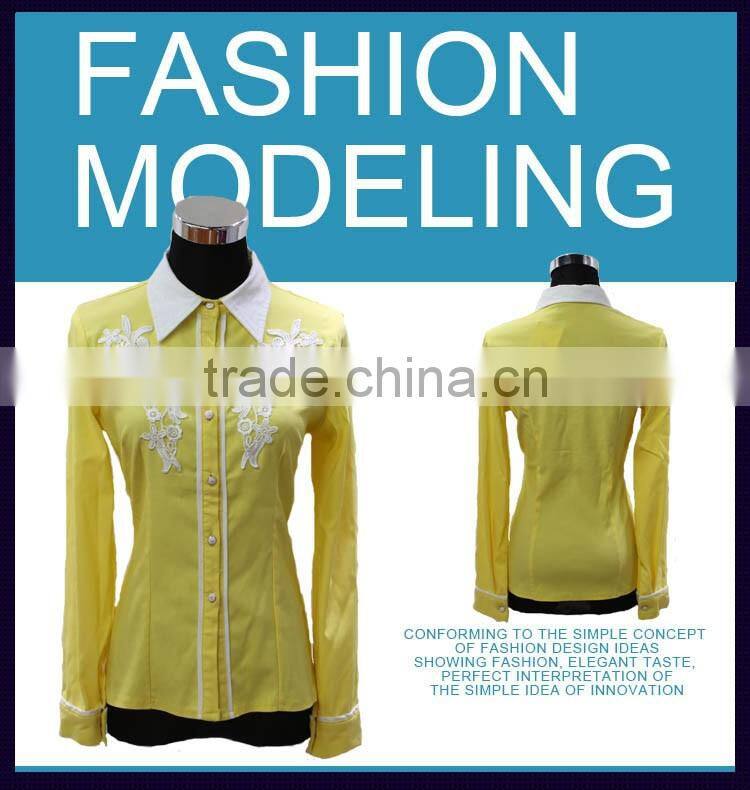 wholesale fashion shirts for women long sleeve blouses white collar girls shirts with flower