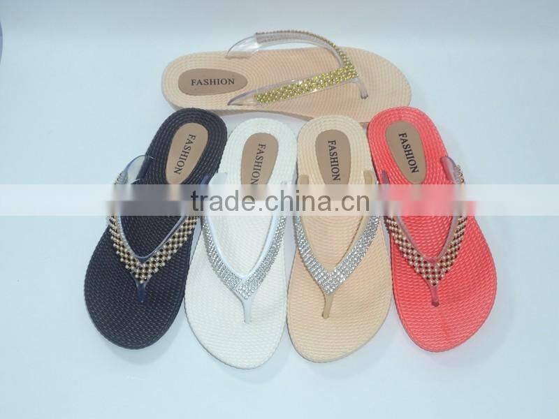 2016 PVC PCU Fashion Lady Pearl Summer Slippers