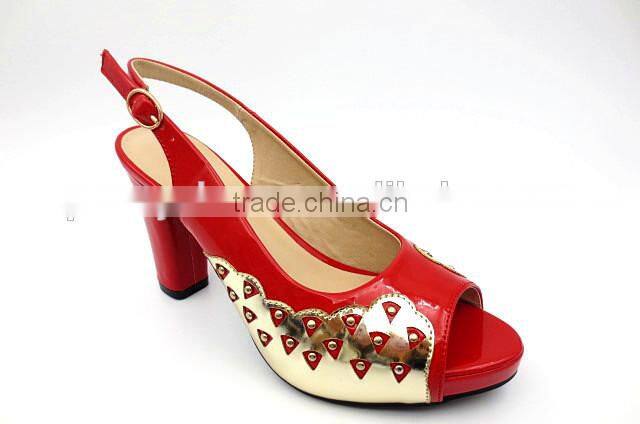latest mix color high class middle heel slingback Sandals with net