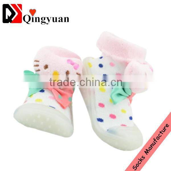 wholsales anti-slip kids/baby/children socks shoes rubber sole socks
