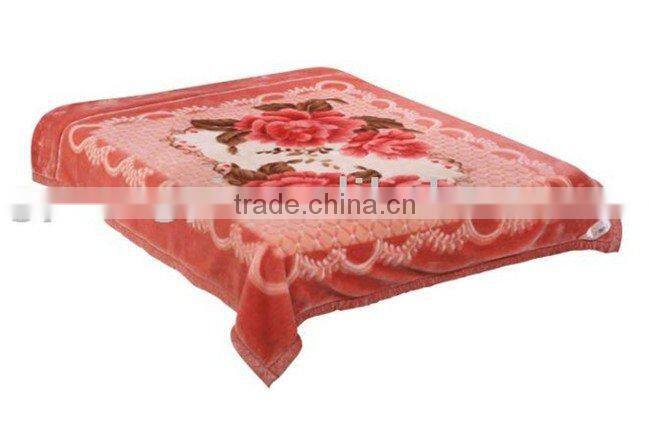 100% polyester printed &carved double raschel blanket