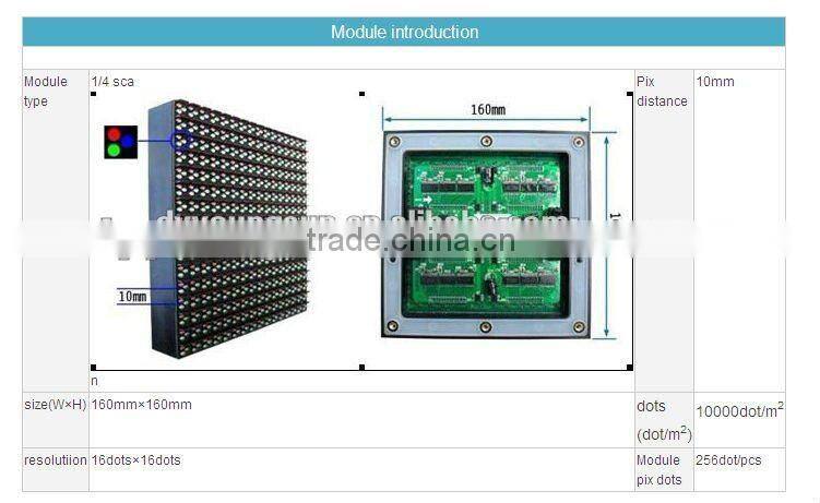 Outdoor/Indoor pixels 10mm p10 320mm*160mm dot matrix led module