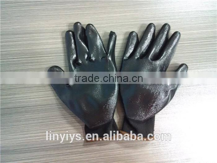 13G Black Seamless Knitted Nitrile Working Safety Gloves
