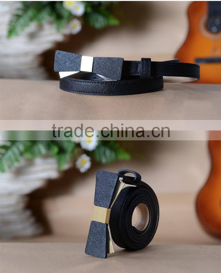 2016 fashion stylish PU ladies dress belt for woman with bowknot