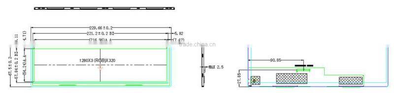 OEM ODM LCD 8.8 Inch small LCD display and Capatitive touch panel
