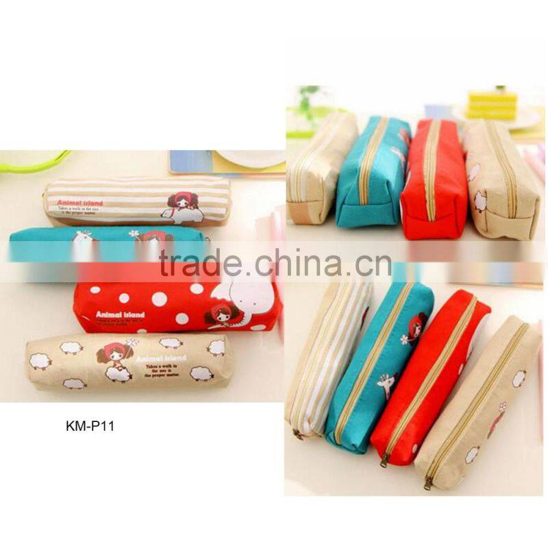 China supplier quality satin promotional school kids round pencil case