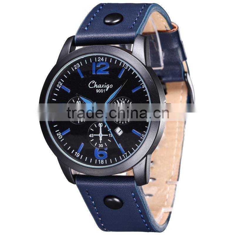 2016 chaxigo brand Fashion stylist Military Army Pilot leather Strap Sports Men's amy Watch