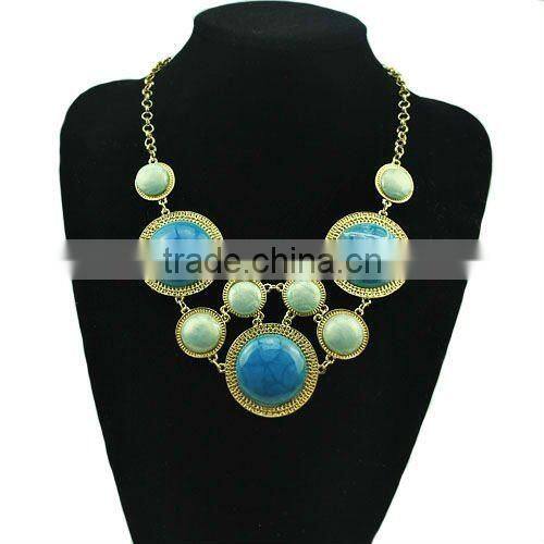 Luxurious blue stone embedded choker necklace, gold tone necklace