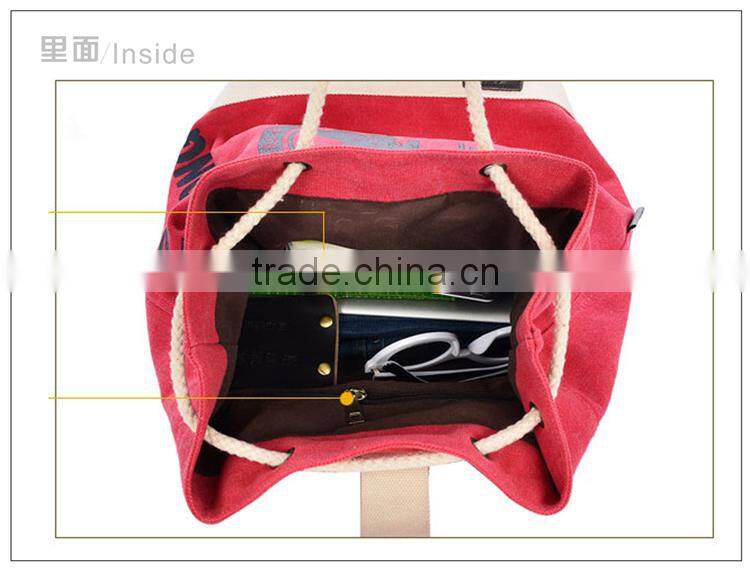 2014 multiple color red round canvas economy drawstring rucksack, cheap drawstring rucksack backpack in Guangzhou
