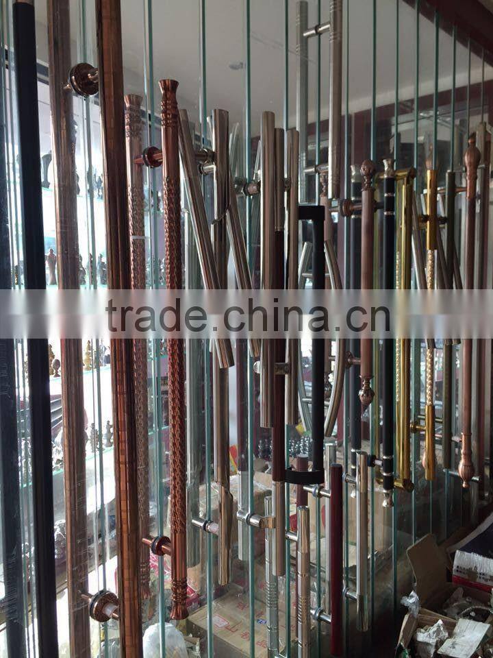 black and silver stainless steel glass door handle for steel doors