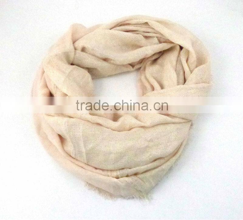 WL-34 Latest lady fashion infinity pink lurex scarf
