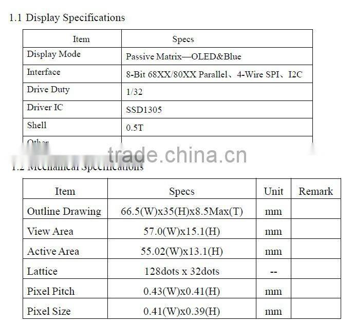 2.23 -inch 12832 oled LCD display module