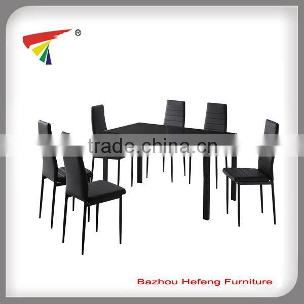 Modern Round Clear Glass Dinning Table Set With 4 Leather Chairs
