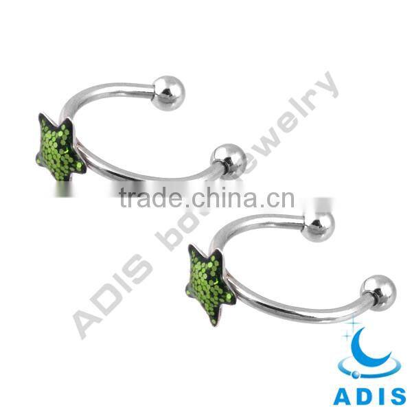 Horseshoe piercing body jewelry 16 gauge G23 titanium glitter nose ring