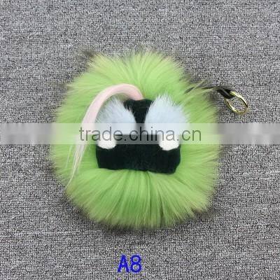 China Wholesale OEM Custom Leather Raccoon Fur Monster Fur Keychain