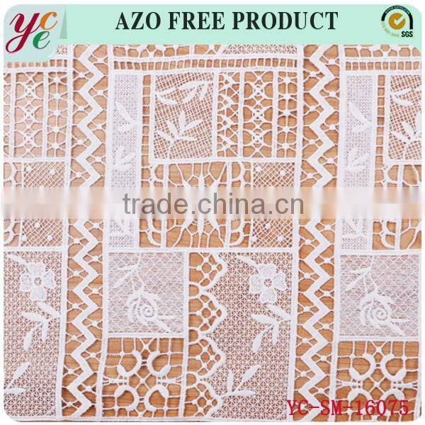 White squares multiple pattern woven hollow out design chemical lace embroidery fabric for wedding dress