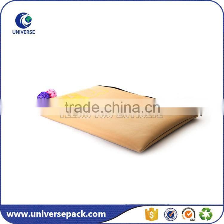 Printed logo leather document bag with polyester lining for export