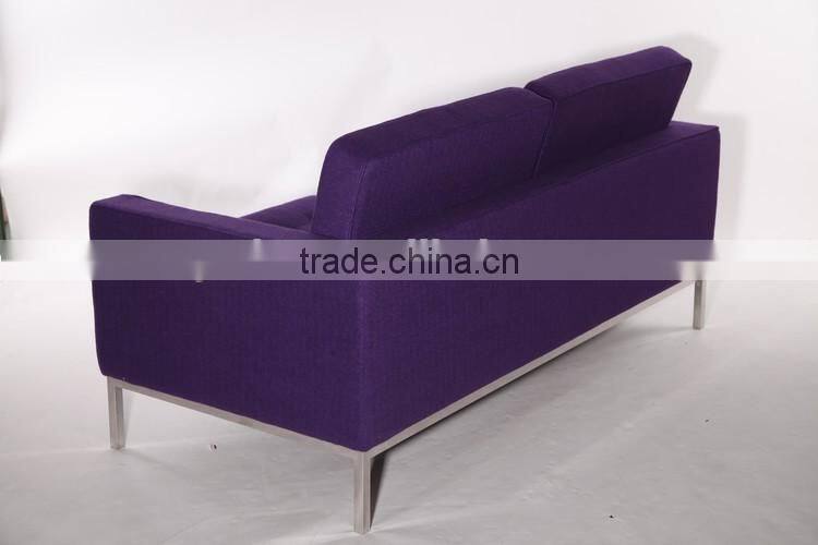 Two seat color wool fabric living room furniture deep purple sofa sale
