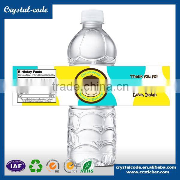 Self adhesive sticker paper mineral water bottle waterproof adhesive label for plastic bottles