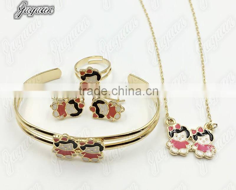 Juyuan Fashion 18K Gold Three Color Crystal Glue Baby Set