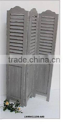 Vintage French 3 Panels Folding Doors Wooden Room Divider