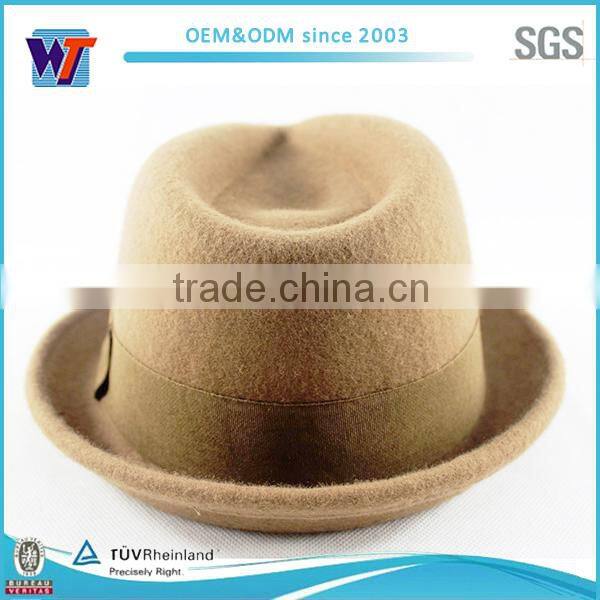 Wholesale Short Brim Felt Hat/ Fashion Custom Wool Felt Fedora Hat