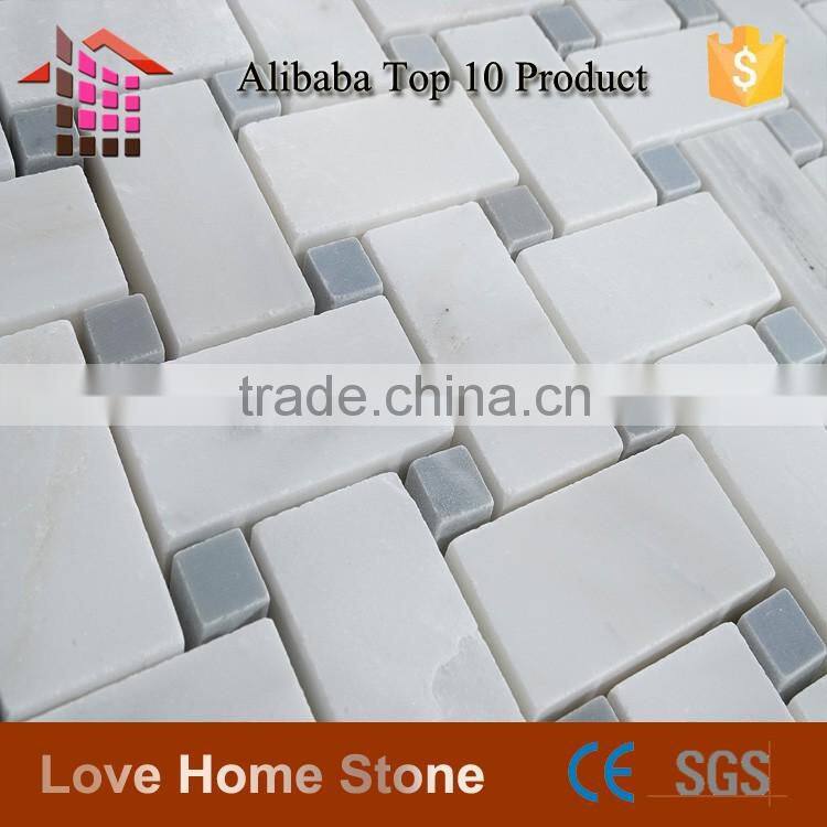 Customized Shaped Stone Mosaic Tiles, Basketweave Mosaic Tile for Wall and Floor