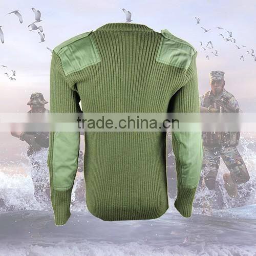V neck army commando pullover warm durable military sweater with a pocket