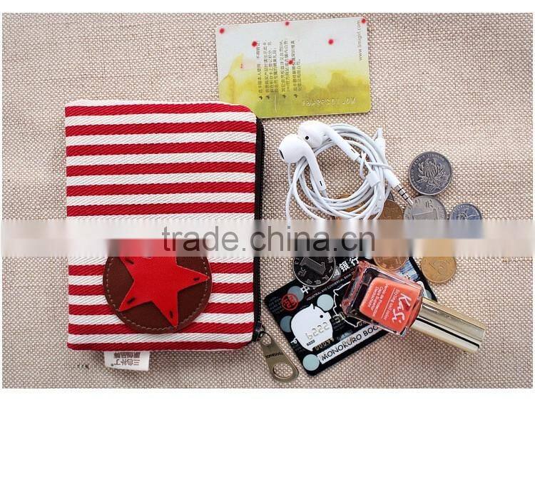 Canvas stripe coin purses wholesale small cheap purses