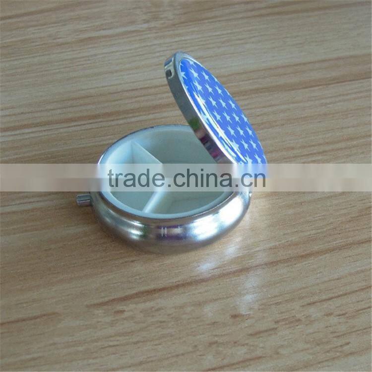 Portable Rectangle Metal Pill Box with 2 compartment