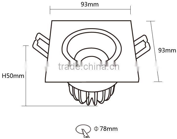 adjustable ce saa 9W high power cob led square downlight