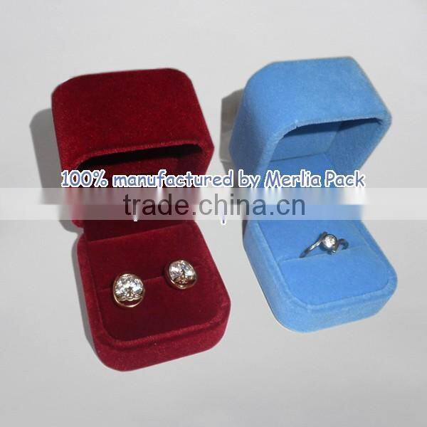 14K Gold Plated Ring Packging Box With Blue White Rhinestones Boxes