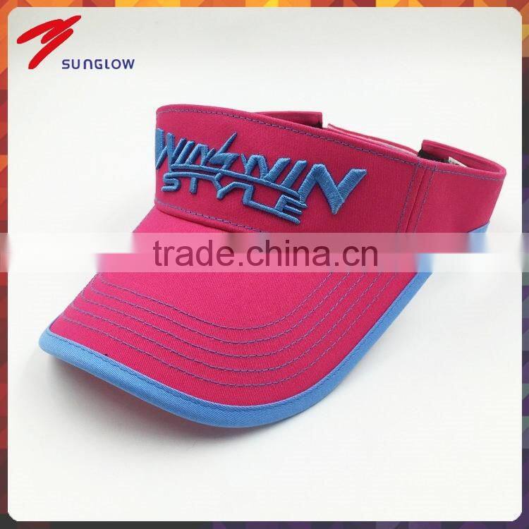 Wholesale 100% cotton 3D embroidery sun visor hats for women