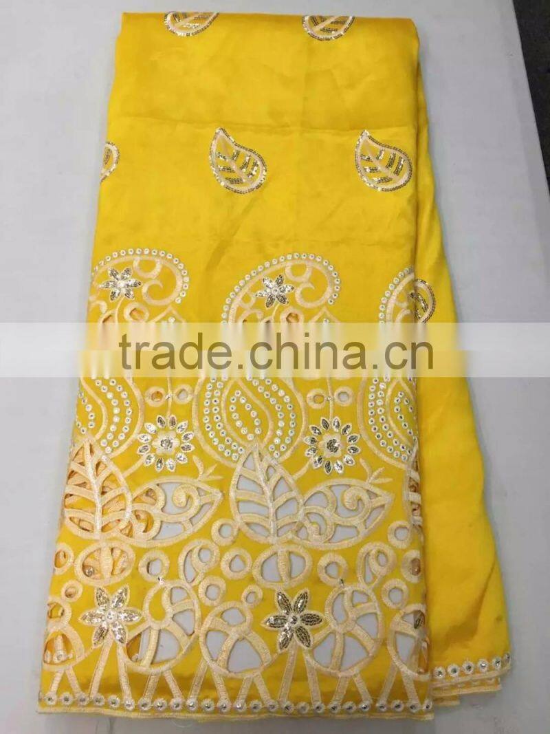 Haniye 2016 indian raw silk george fabric with blouse/ swiss voile lace in switzerland wholesale indian george lace fabric/PLG04