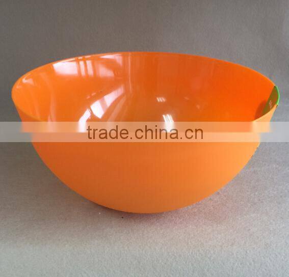 Plastic salad bowl 10 inch round (Orange 151C) in display box packing #TG1005EG