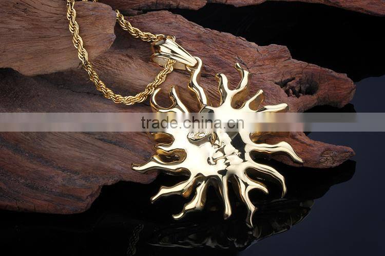 Fashion stainless steel gold plated sun moon pendant
