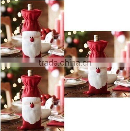 Promotional christmas decoration, hot sale santa claus bottle case, christmas red wine bottle cover