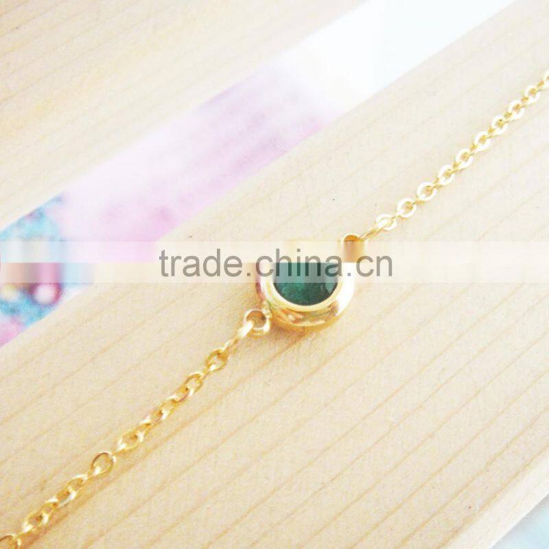 Wholesale emerald jewelry ladies stainless steel gold fake emerald bracelet wholesale