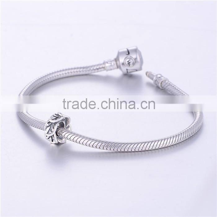 Custom 925 Silver Bead DIY Sterling Silver Charm Wholesale gracefully slidable silver Bead Fit for Woman Bracelet T046