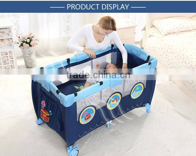 Multi-function baby playpen/playard, baby cot bed with cartoon pattern
