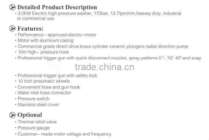 250Bar 15LPM 7.5KW 380V hand pump electric high pressure car washer