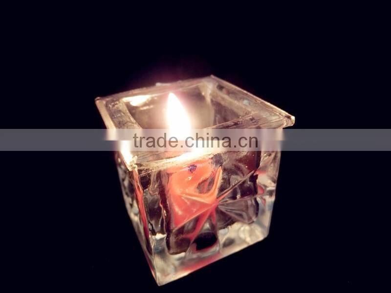 mini square shaped clear glass decorative candle holder