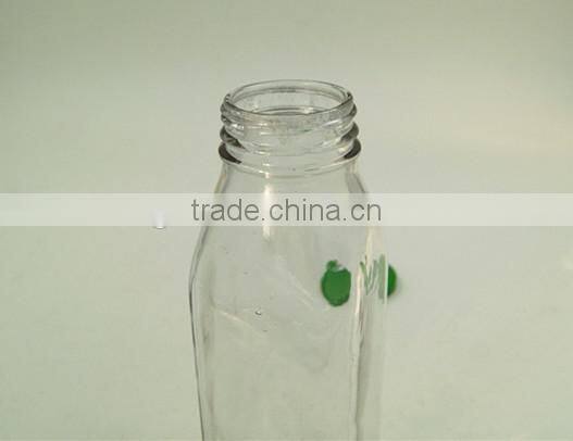 Clear French square glass milk bottle beverage bottle
