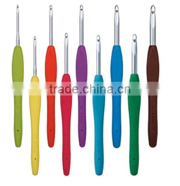 Amazon Hot Sale Aluminum Crochet hook , Soft handle crochet hook set