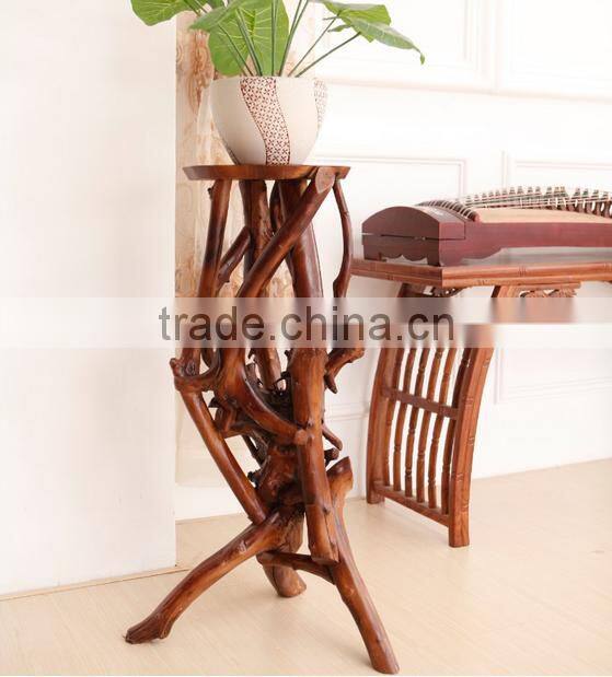 Southeast Asia Style Root Carved Flower Stand, Decorative Root Carving Corner Table, Unique Design Telephone Table (BF01-X1171)