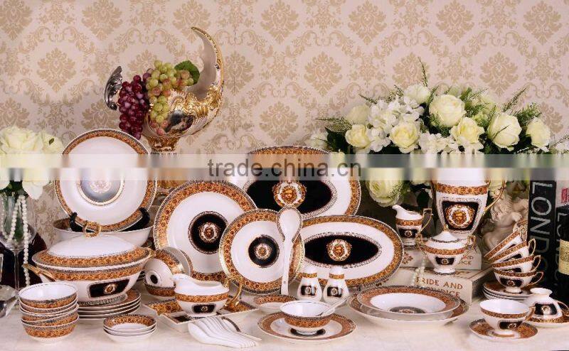 70pcs for six lion head pattern bone china dinnerware set