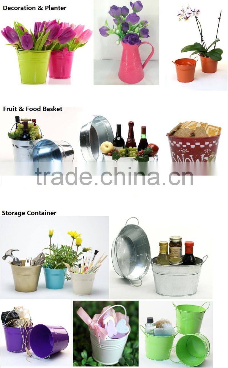 High quality unique shape purple metal color coated flower planter for garden use